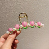 Purple Tulip Flower Hair Clip