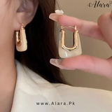 Acrlic Hoop Earrings - Cream